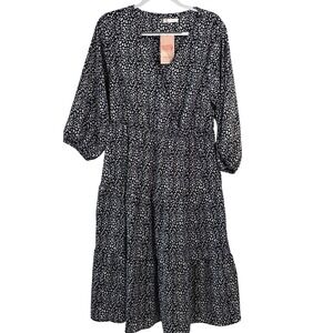 Kirundo Tiered Midi Dress XL Black White Excellent